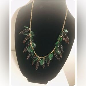 Vintage Necklace Glass Grapes & Leaves . Art Deco Grape Necklace-1930’s -1940’s